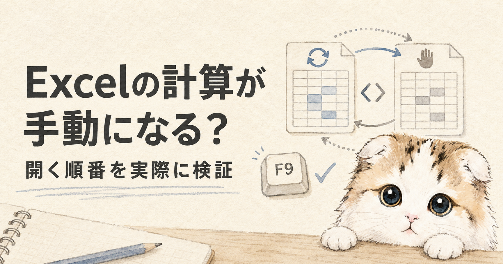 Excelの自動計算と手動計算を開く順番で検証する図