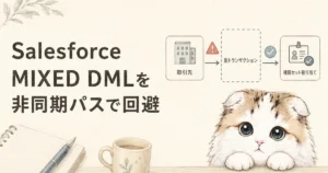 SalesforceのMixed DMLを非同期パスで回避するイメージ