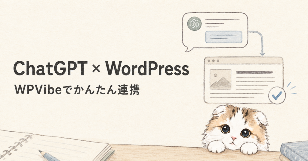 ChatGPTとWordPressをWPVibeで連携するイメージ
