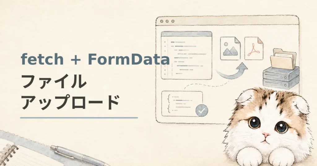 fetchとFormDataで画像・PDFをPHPへアップロードするイメージ