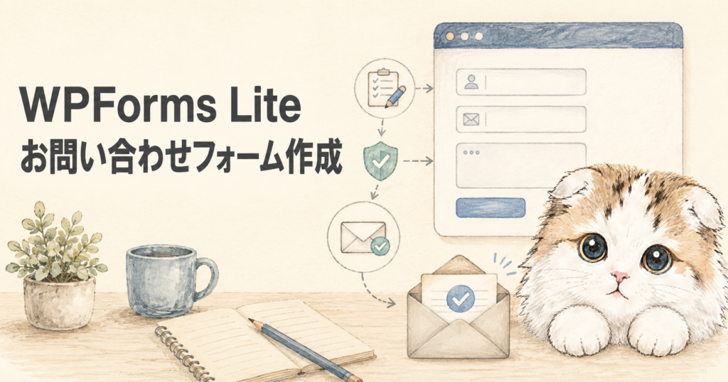 WPForms Liteでお問い合わせフォームを作成し、通知メールの受信まで確認するイラスト